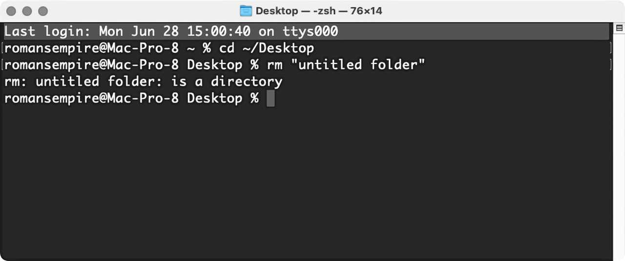 macos big sur terminal rm directory error