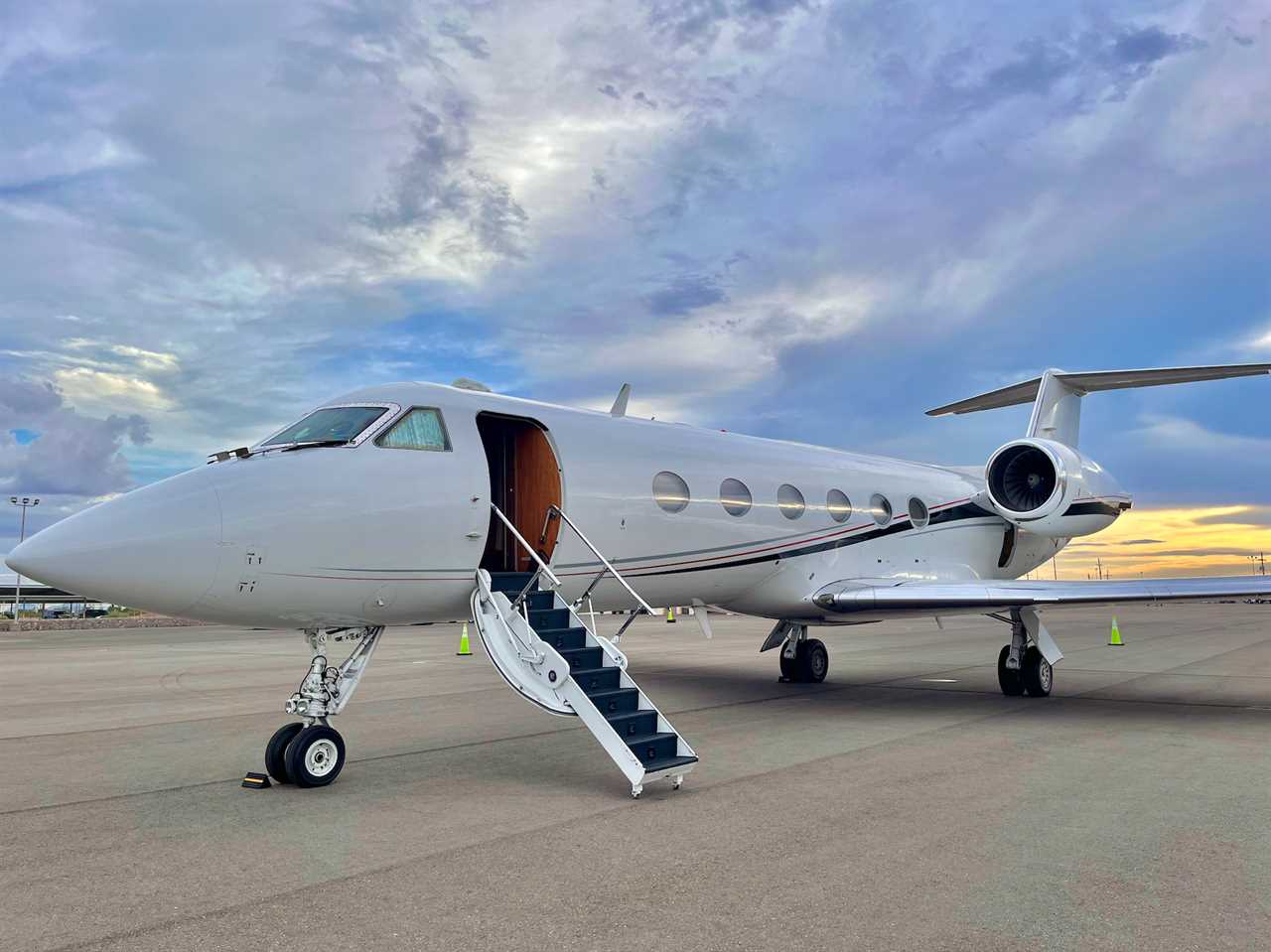 Gulfstream jet on the runway.