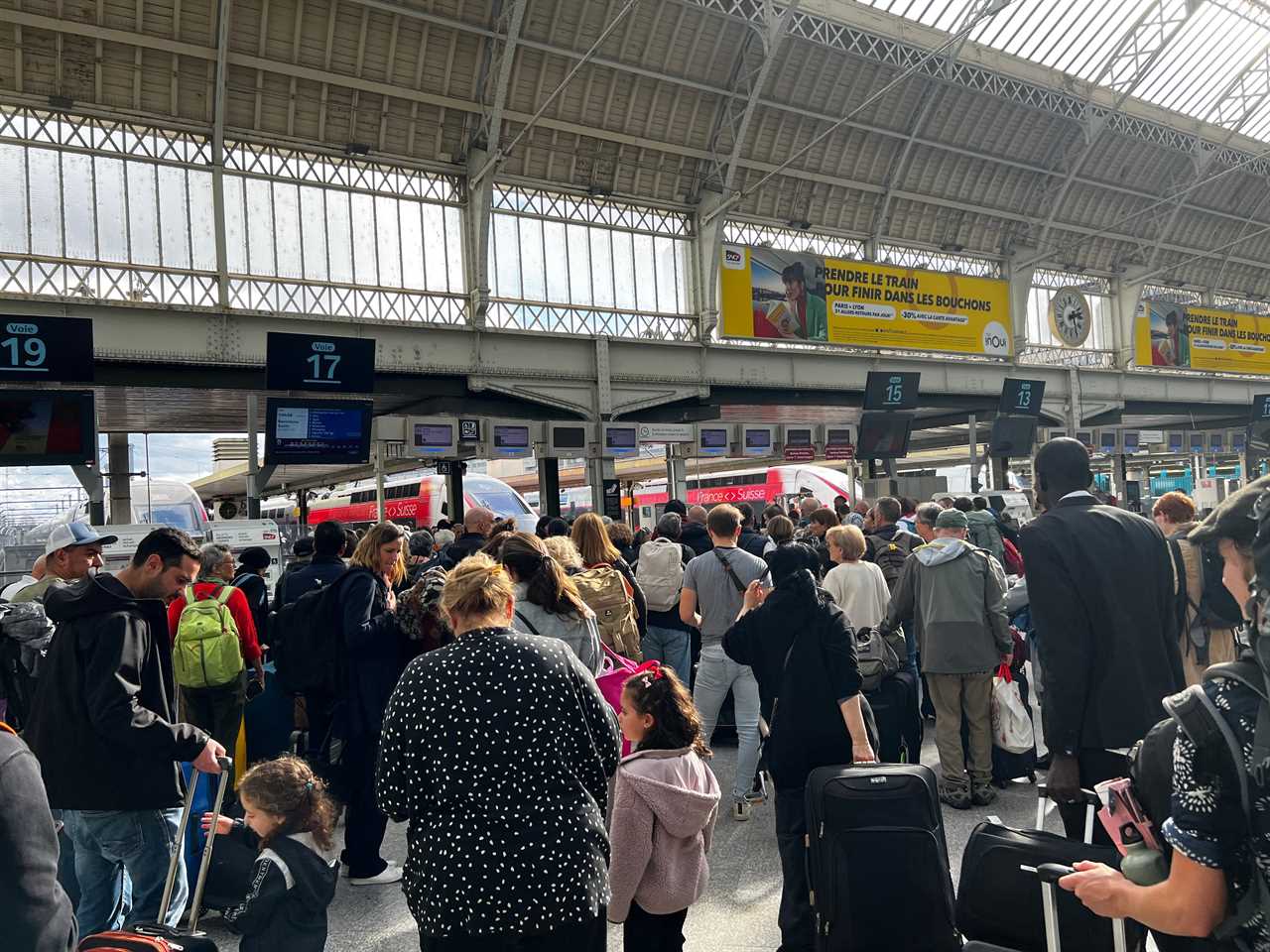 Passengers waiting for a train.