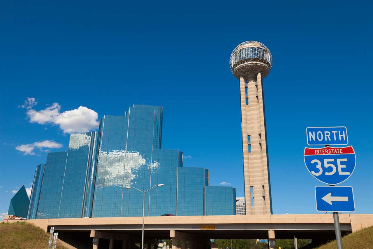 The I-the 35 Interstate in Dallas, Texas.