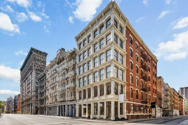 The sprawling SoHo apartment sits perched in a restored 19th-century cast-iron building.