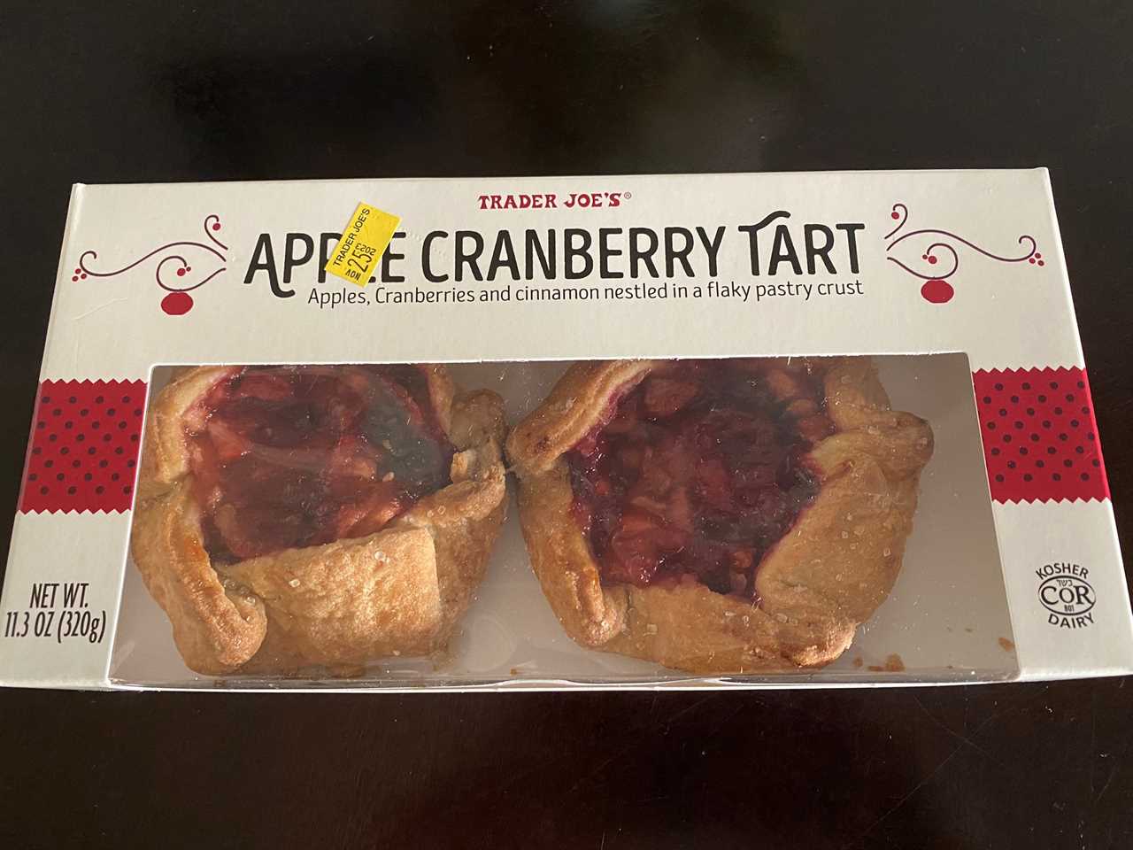 Trader Joe's apple-cranberry tart in box