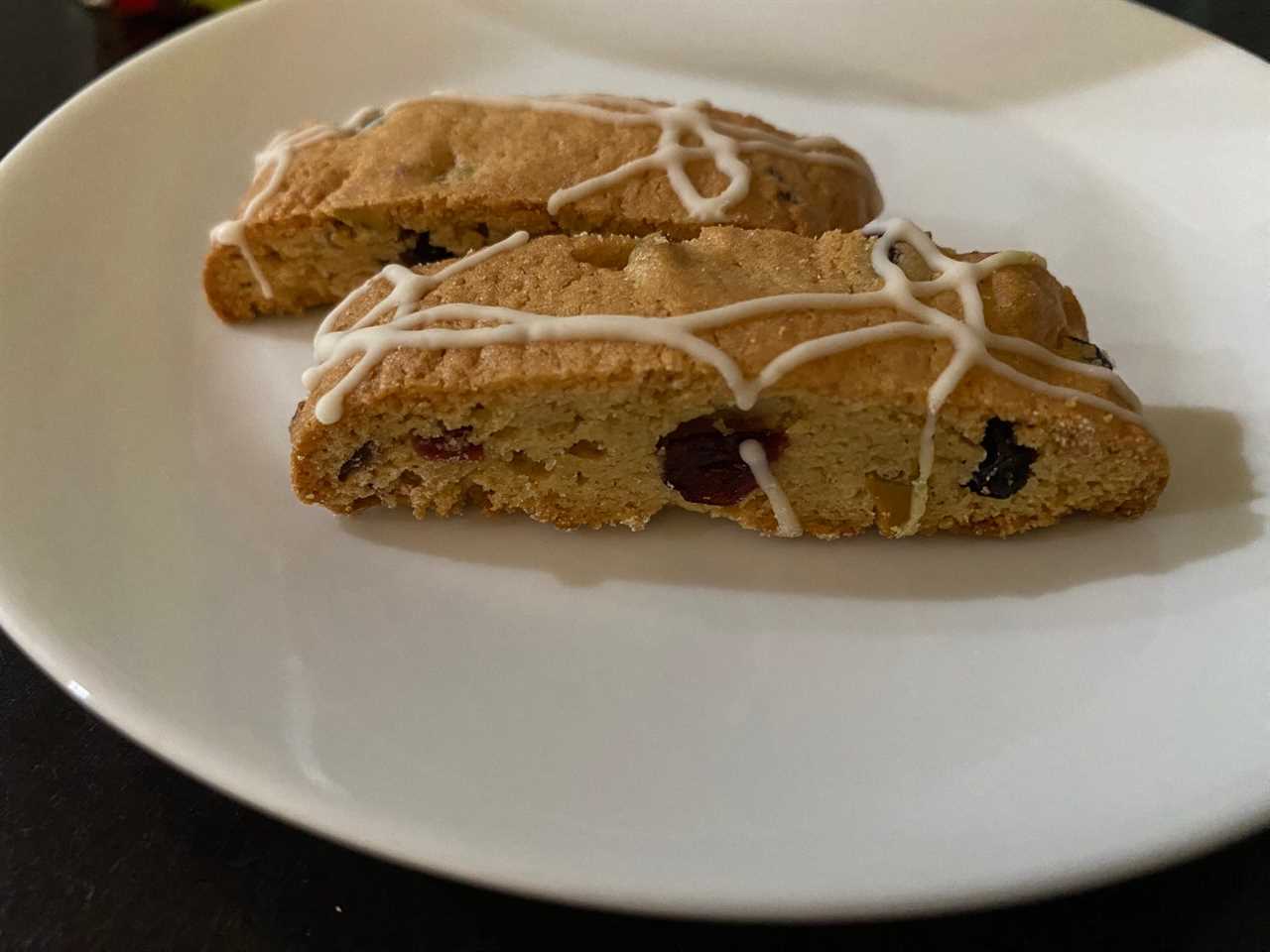 Trader Joe's mini cranberry biscotti on a plate