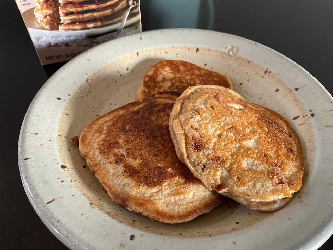 Finished pancakes made with Trader Joe's cinnamon-bun-inspired pancake and waffle mix