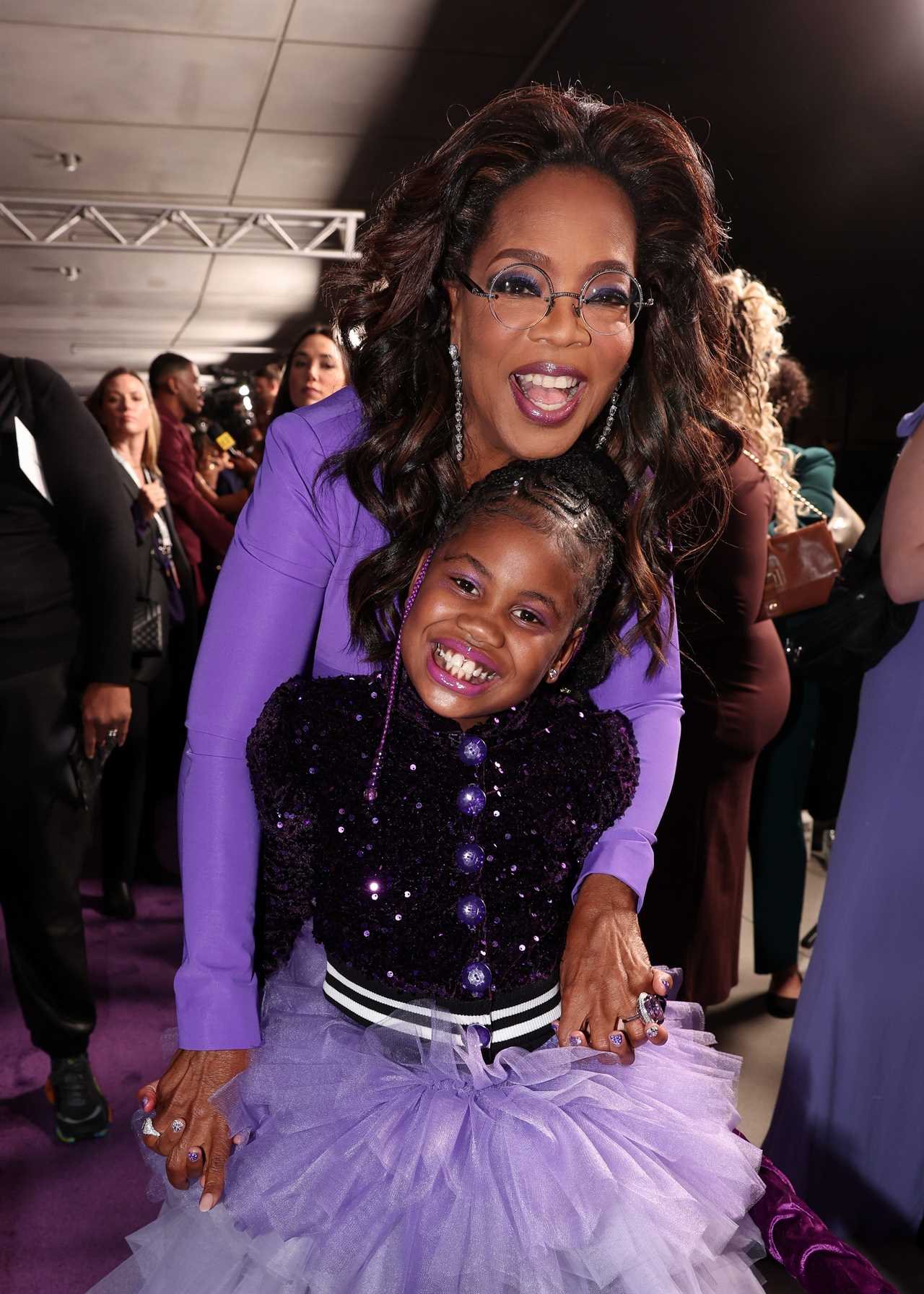 Oprah Winfrey and Robyn Melrose McKee at the premiere of "The Color Purple" held at The Academy Museum on December 6, 2023 in Los Angeles, California.