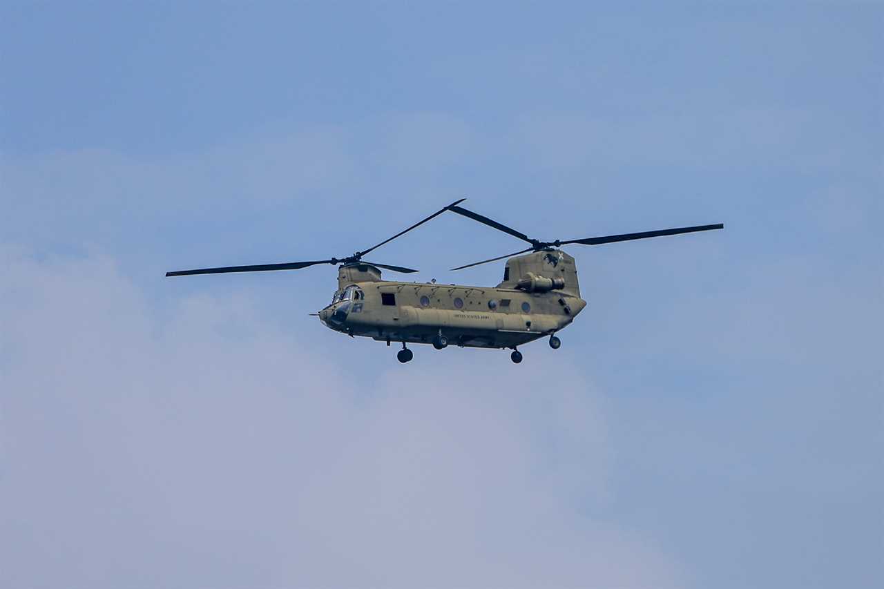 A US Chinook helicopter.