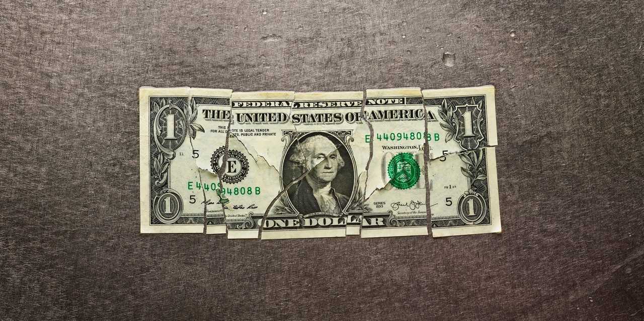 Broken dollar bill