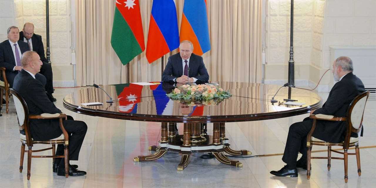 Putin Pashinyan Aliyev Russia Armenia Azerbaijan