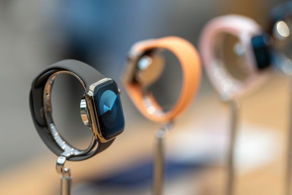 A photo of some Apple Watch Series 9 on display.