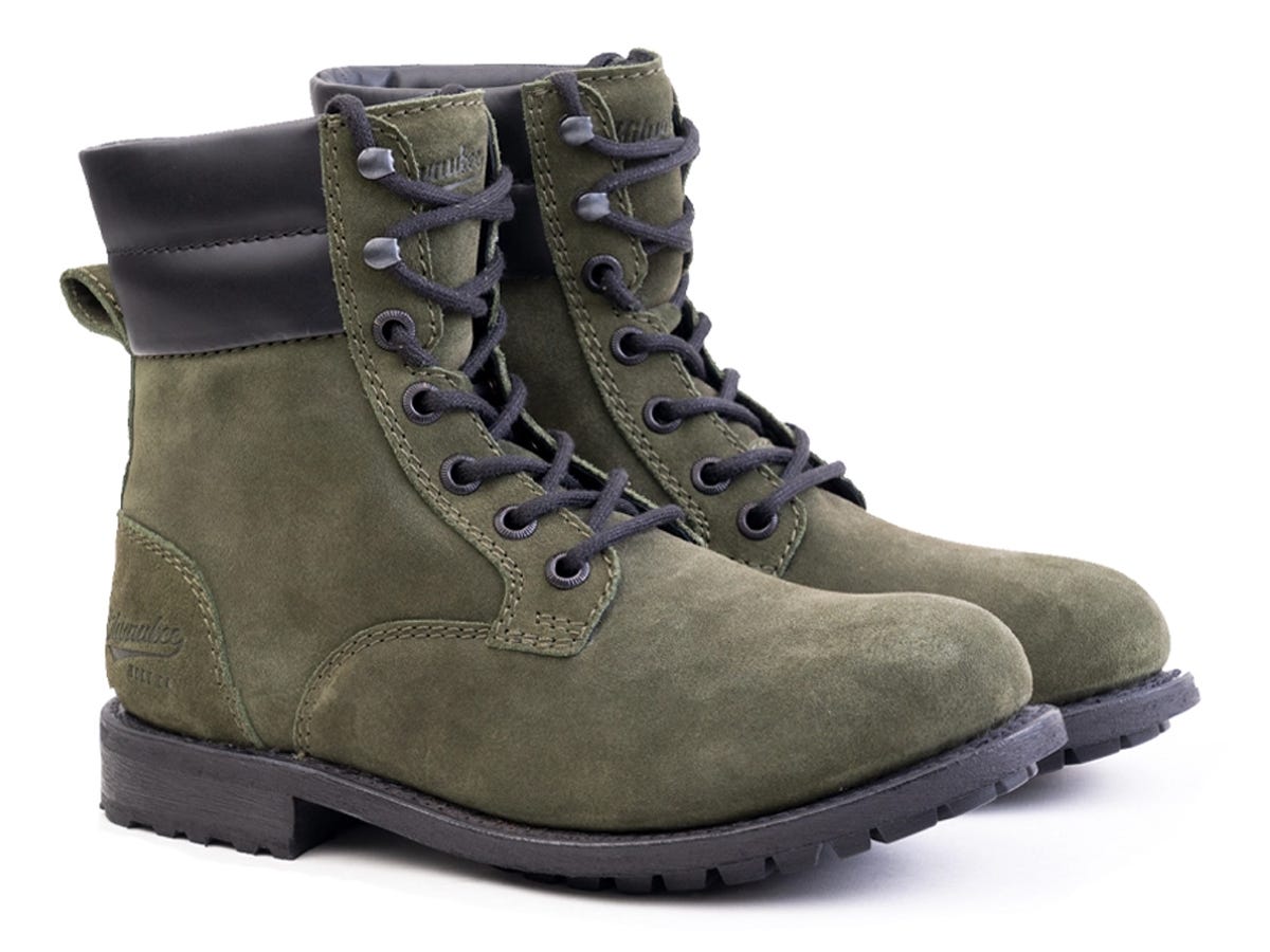 A pair of green black Milwaukee Boot Company Farwell II Boot.