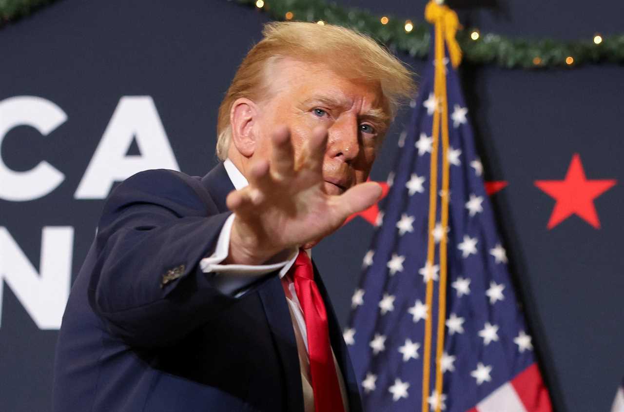 Donald Trump greets supporters in Iowa.