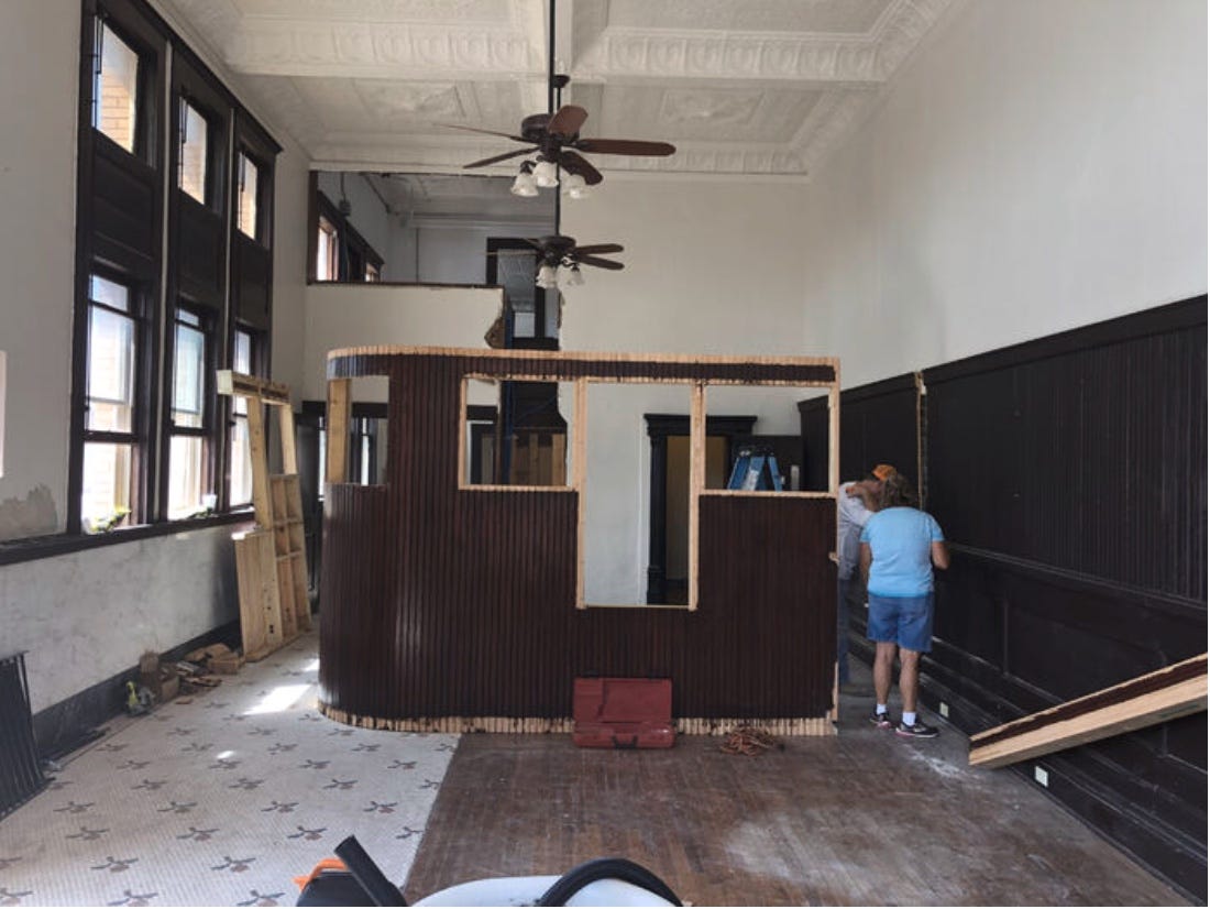 The Bartlett National Bank in Texas during renovations.