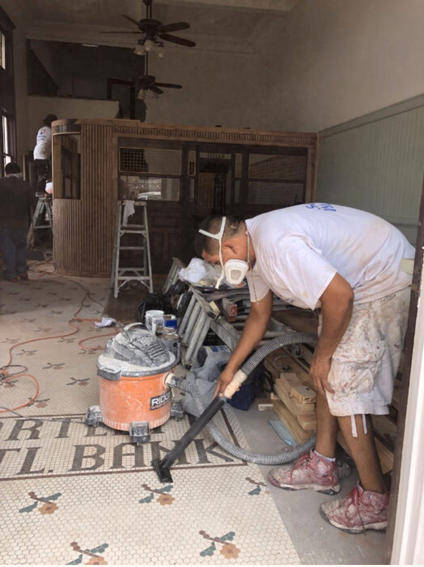 The Bartlett National Bank in Texas during renovations.