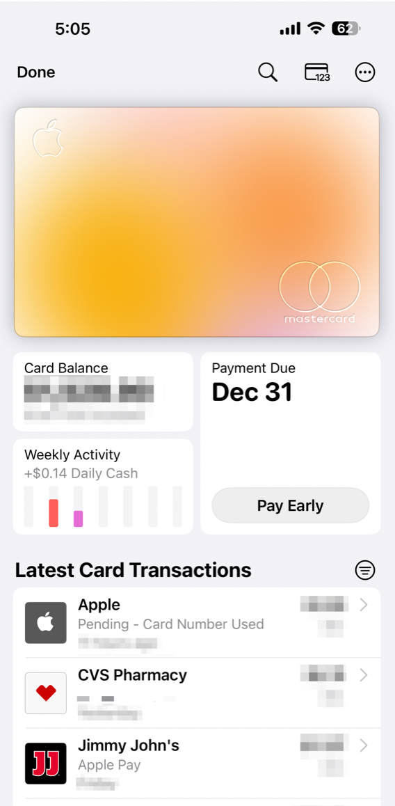 Accessing your Apple Pay account in Apple Wallet