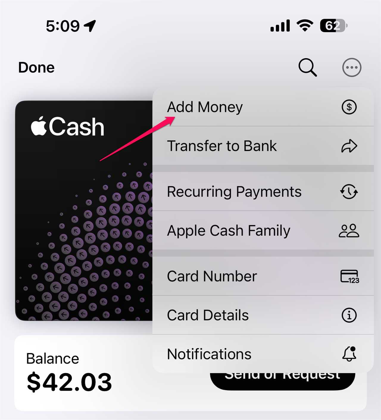 Adding funds to your Apple Cash account in Apple Wallet