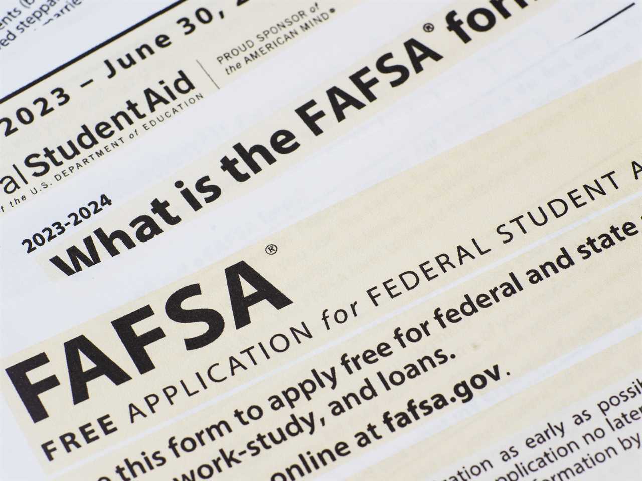 close up shot of a FAFSA form