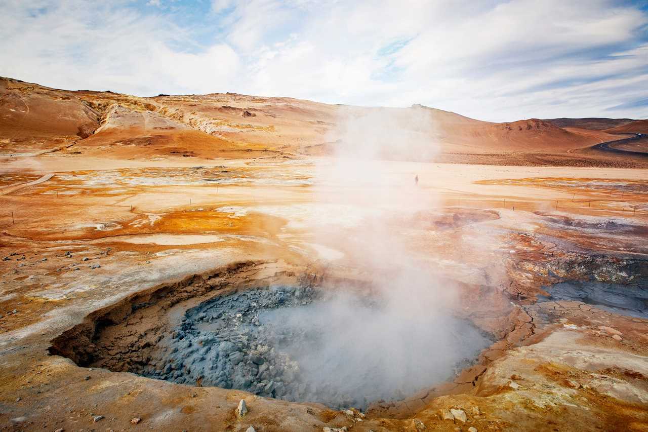 A crater is show letting off steam