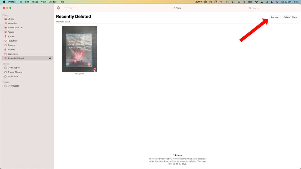Recover a Deleted photo on a Mac