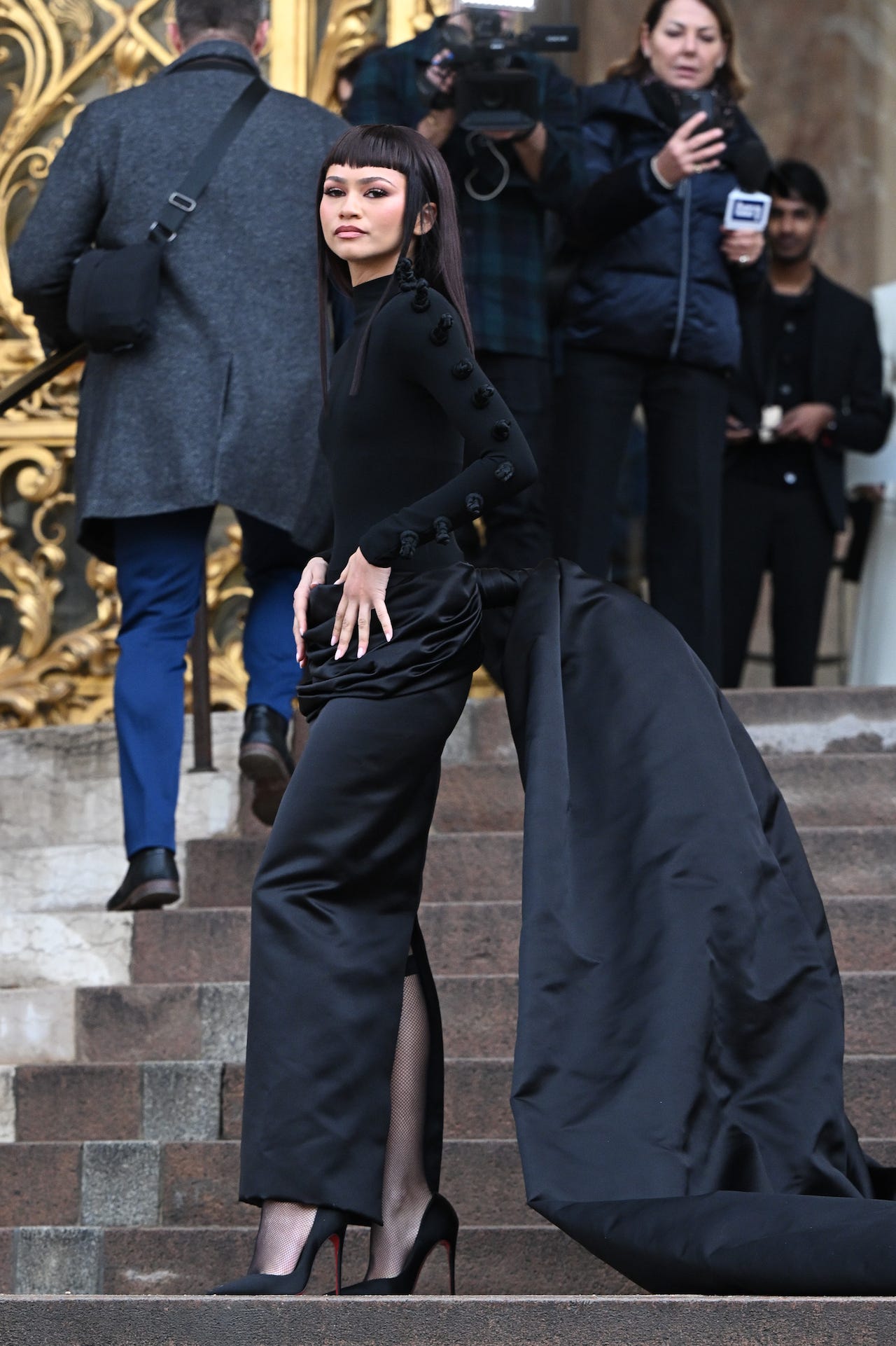 Zendaya attends the Schiaparelli Haute Couture show at Paris Fashion Week 2024.