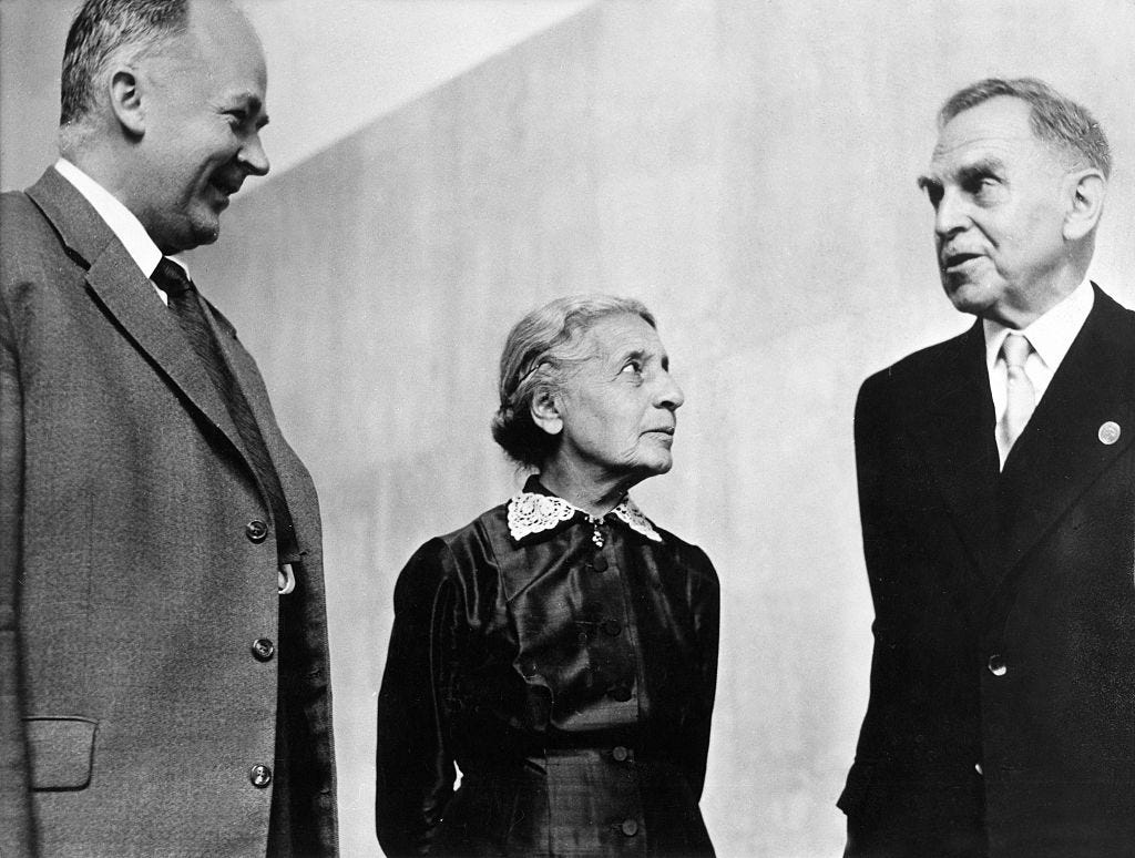 Left to right: Fritz Strassman, Lise Meitner, Otto Hahn