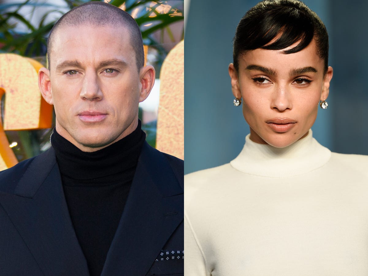 On the left: Channing Tatum in March 2022. On the right: Zoë Kravitz in March 2022.