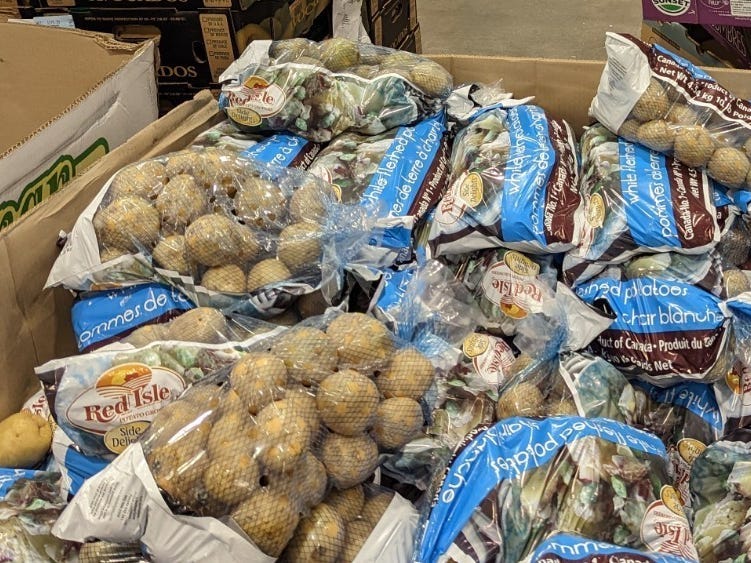 Bags of potatoes at Costco