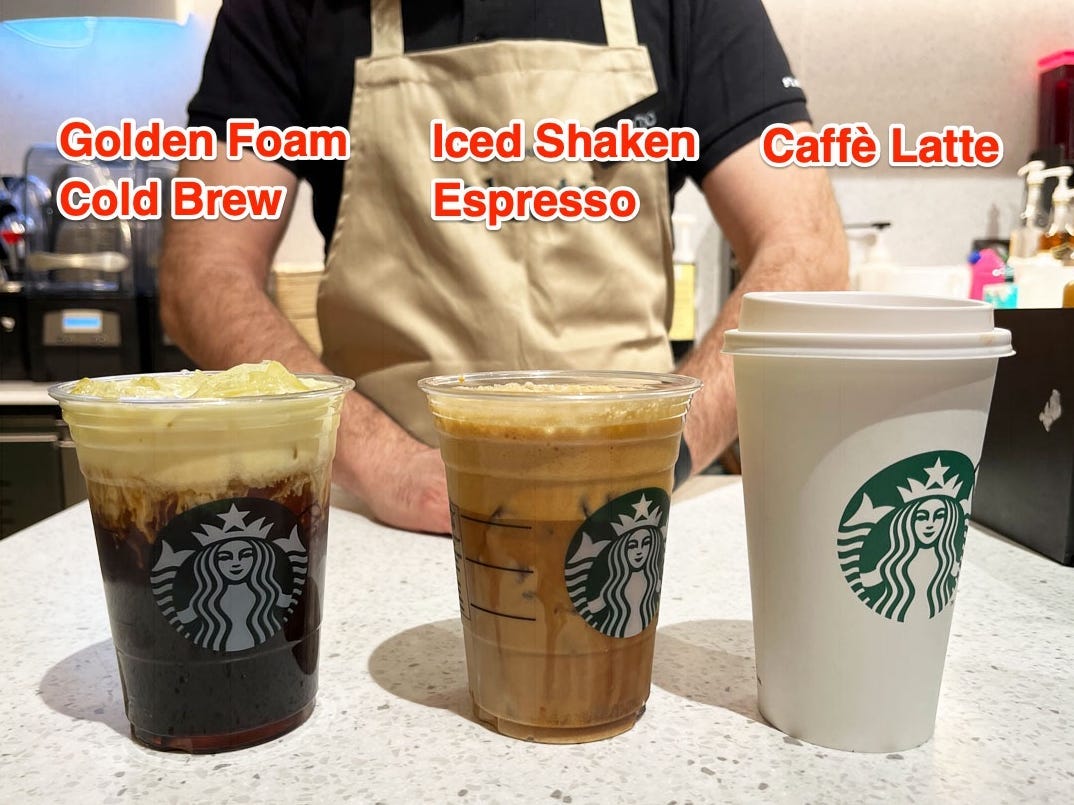 drinks from starbucks oleato line