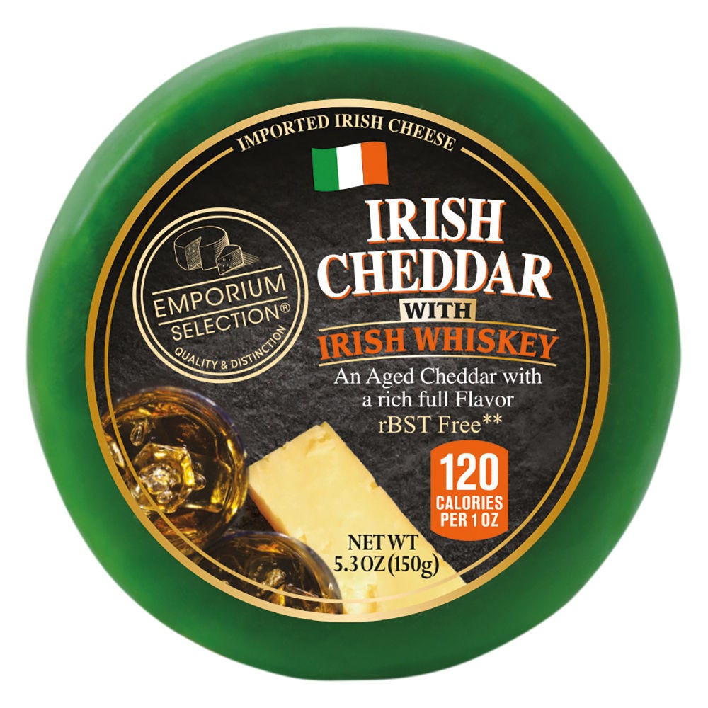 wheel of emporium selection irish cheddar with irish whiskey from aldi