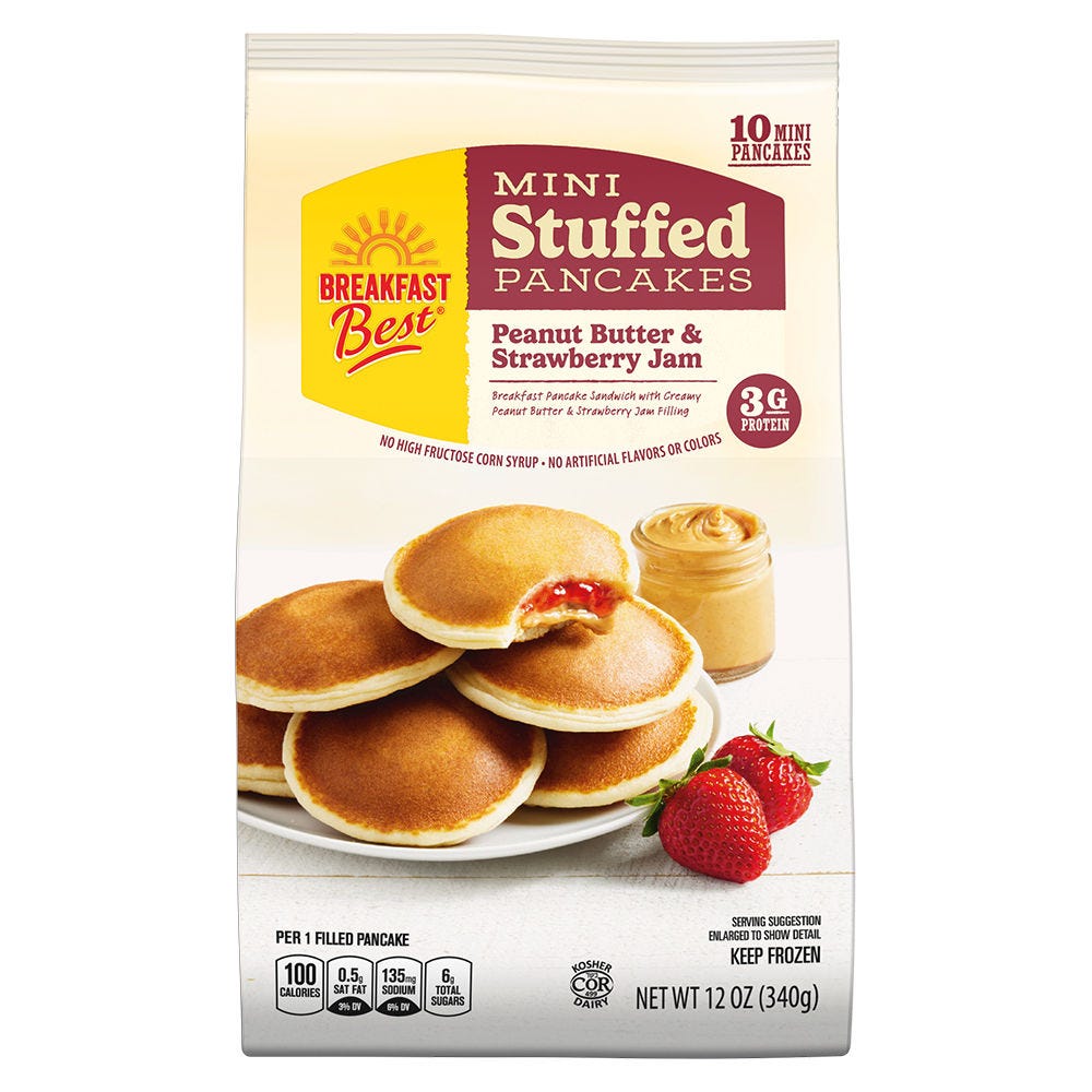 breakfast best mini stuffed pancakes with peanut butter and jelly