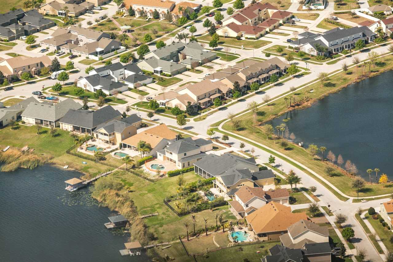 An aerial view of homes in a suburban development in Central Florida.