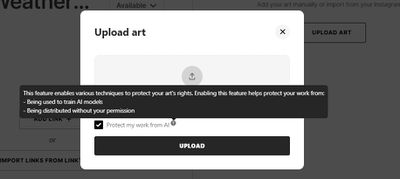 A screenshot of the image uploader on Kin.Art.