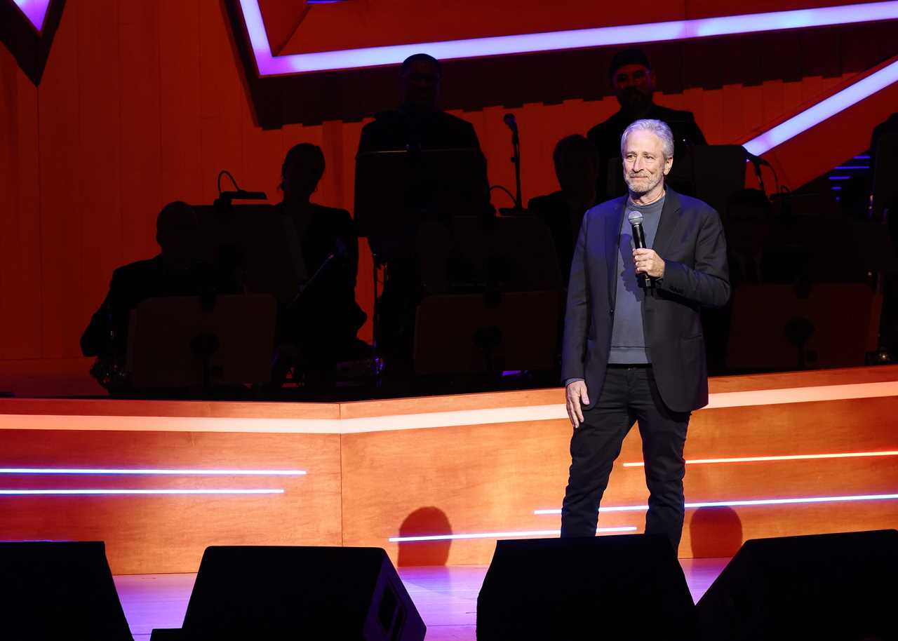 Jon Stewart on stage in 2023.