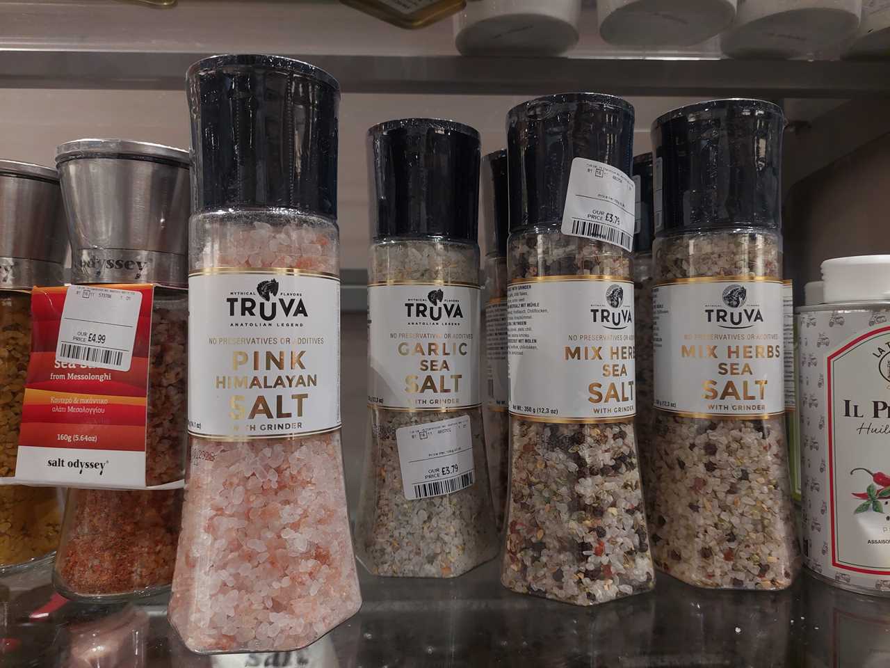 Pink Himalayan salt on sale at a T.K. Maxx store in Newcastle, UK.