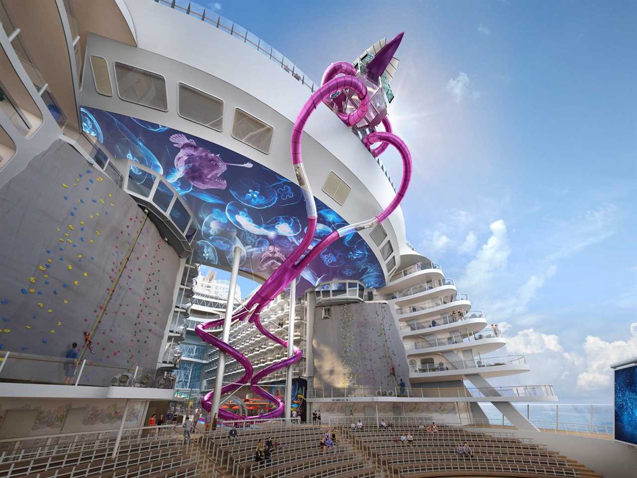 Rendering of Utopia of the Seas' ultimate abyss dry slide