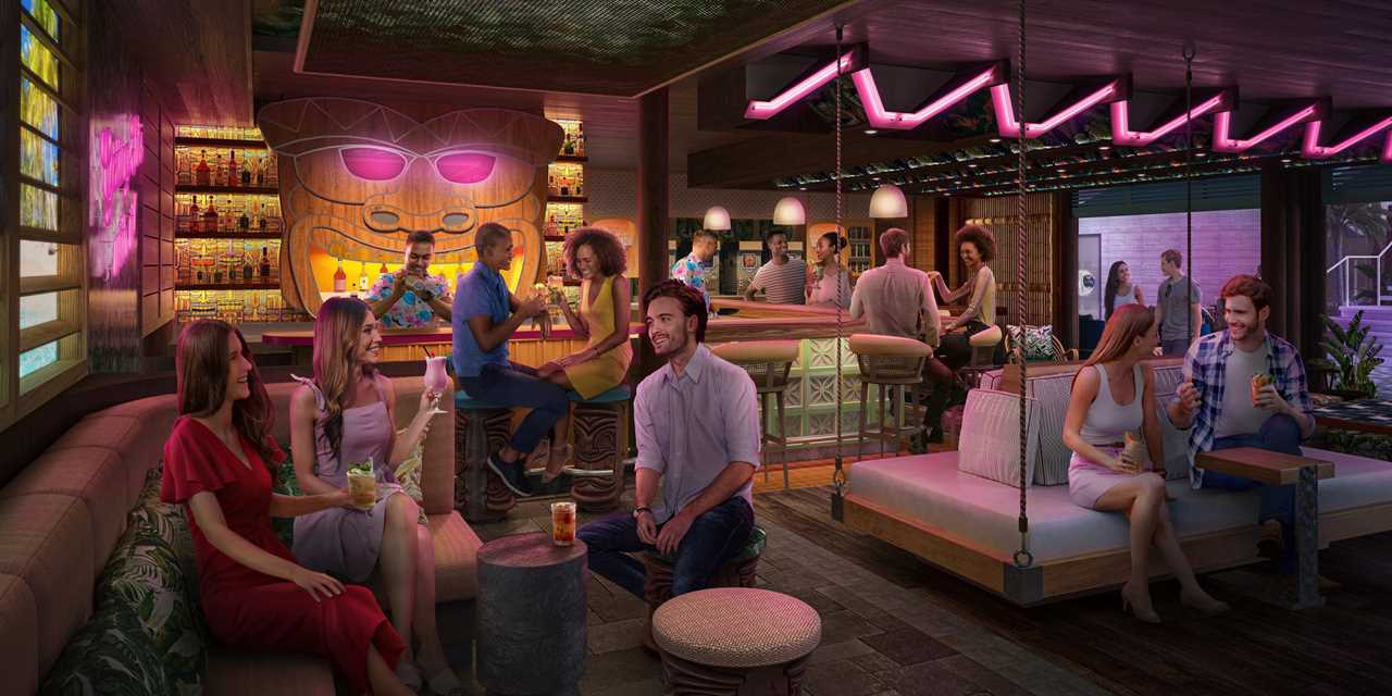 Rendering of Utopia of the Seas' pesky parrot bar