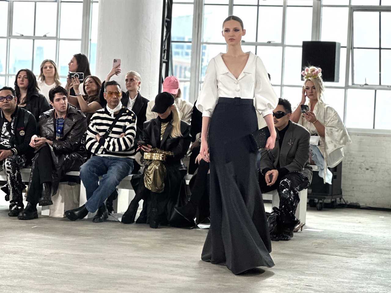 A model walks the Badgley Mischka runway during New York Fashion Week.