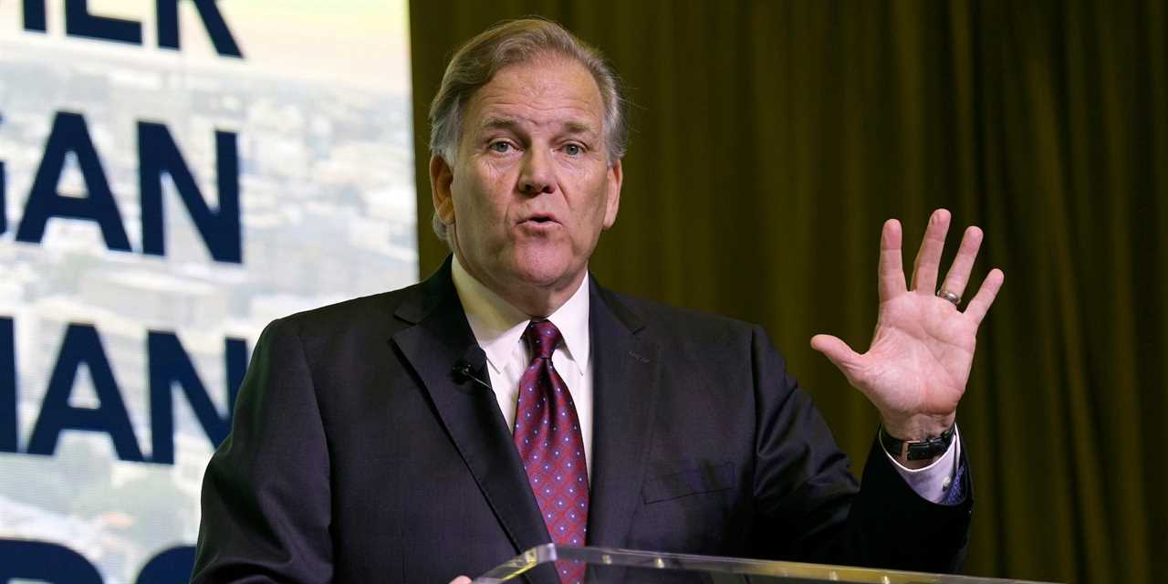 Former Rep. Mike Rogers of Michigan speaks at an event in North Charleston, South Carolina on March 18, 2023.