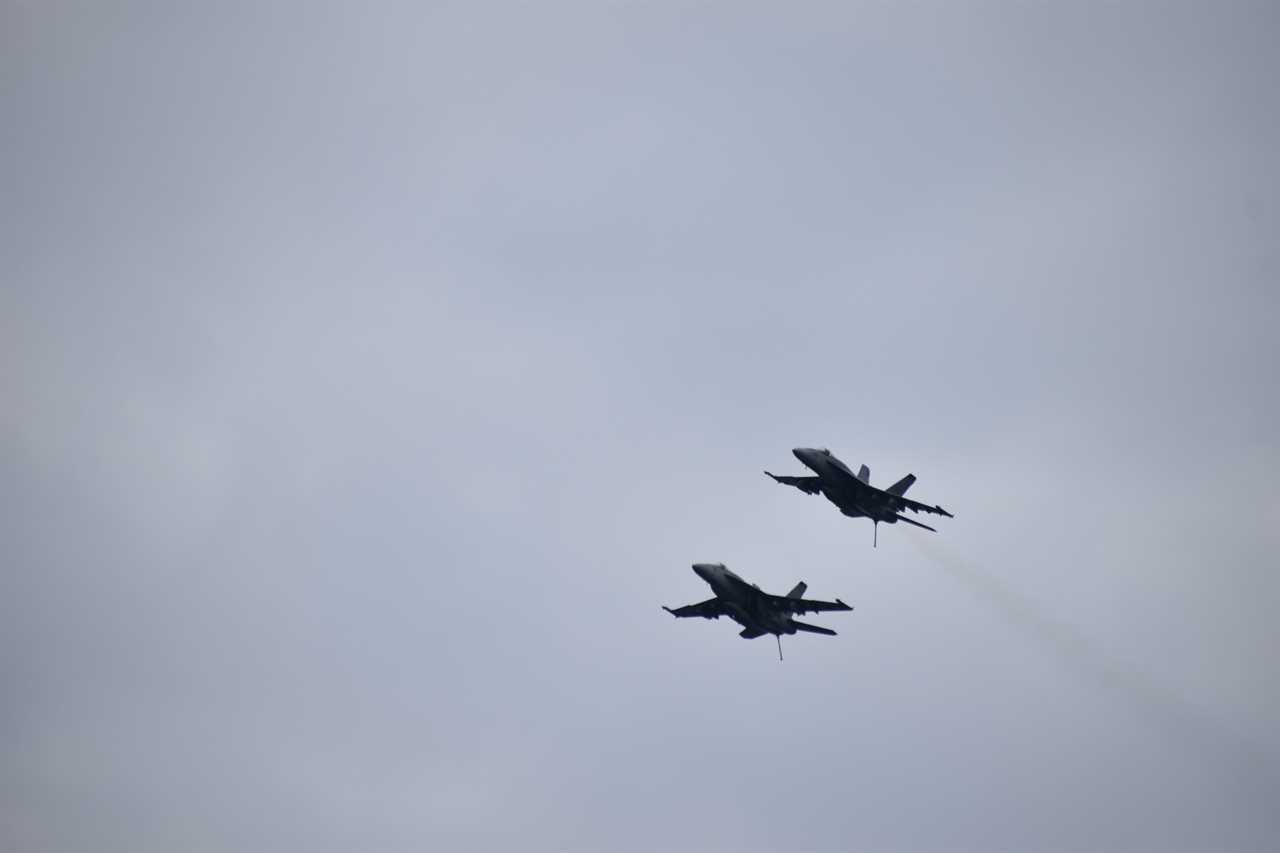 Fighter jets above the USS Dwight D. Eisenhower.