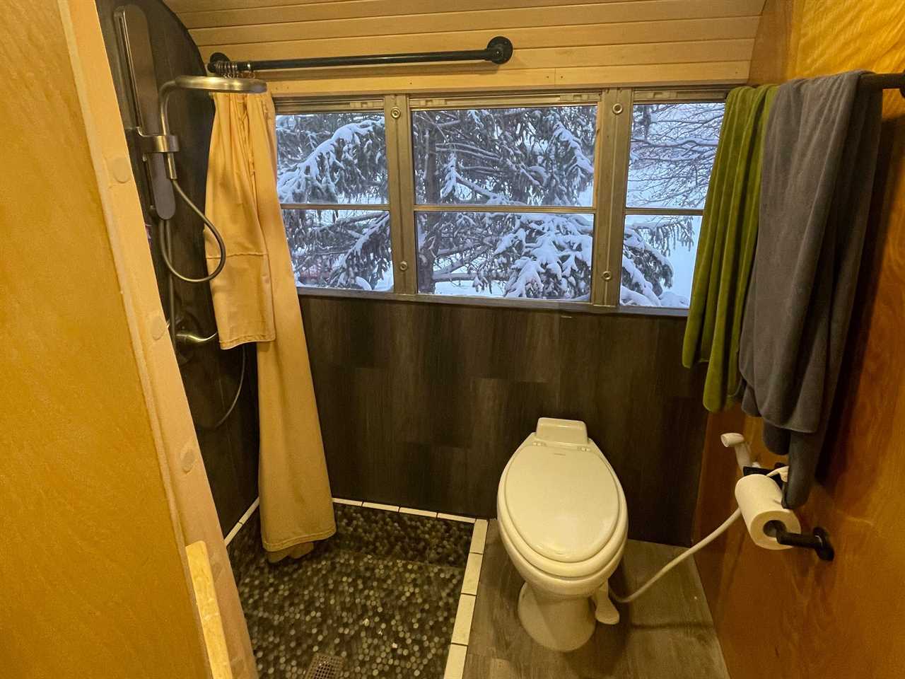 a bathroom on a bus