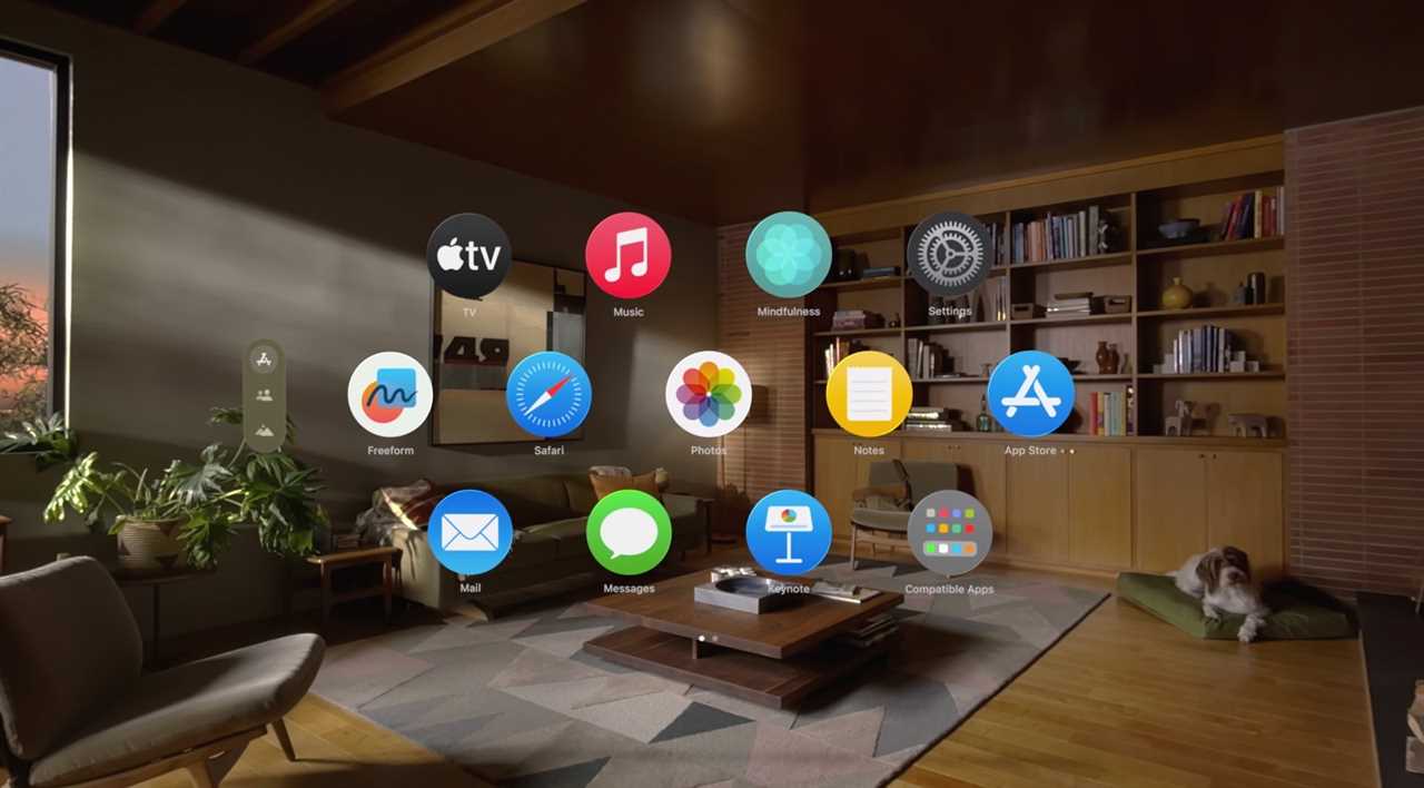 Vision Pro home screen view.