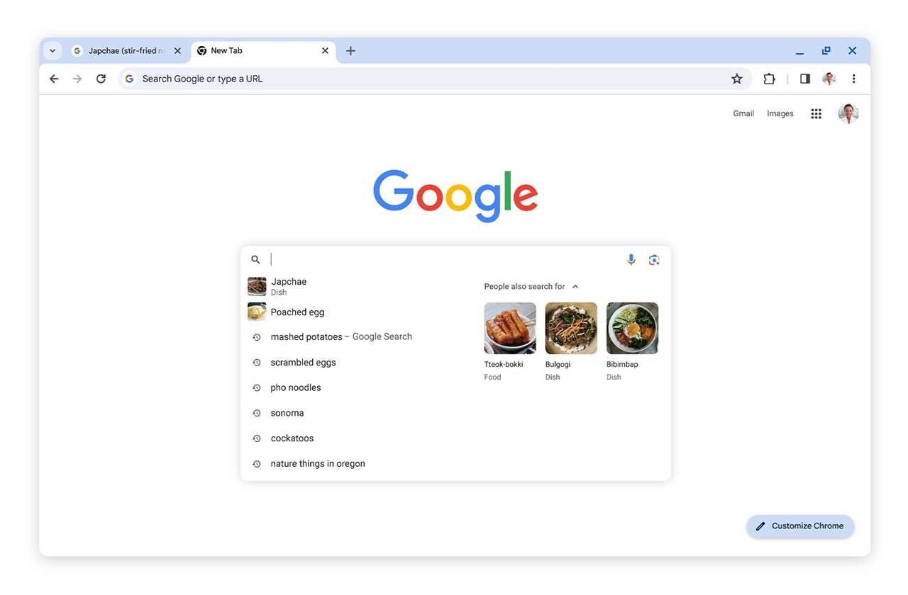 One of Google's new search suggestions features for Chrome.