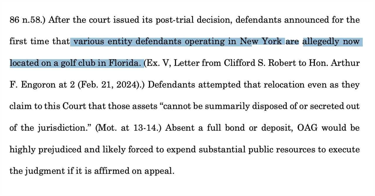 An excerpt from a new filing by the New York Attorney General's office.