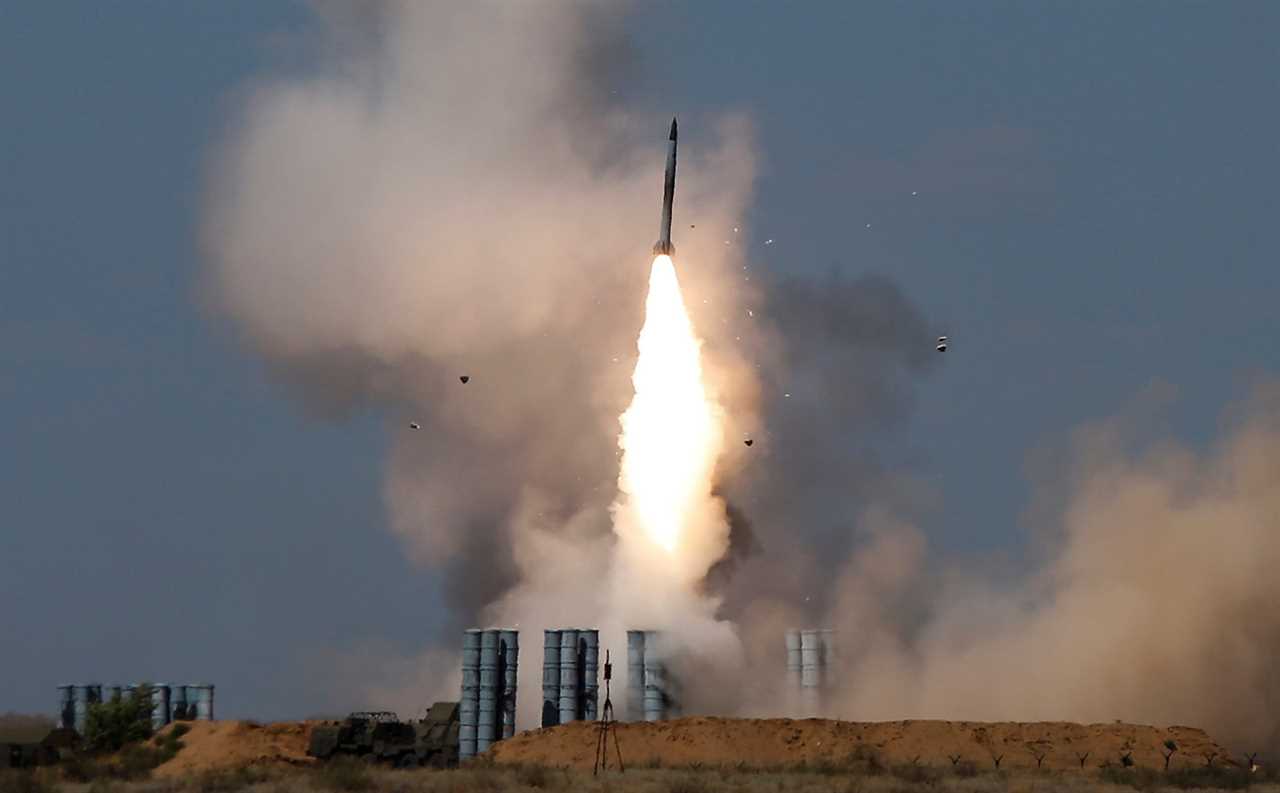 An S-300 air defense missile system launches a missile during Russia's International Army Games in 2017.