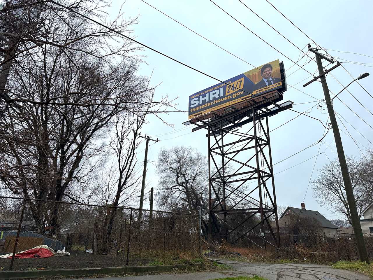 One of Thanedar's billboards in the Chadsey Condon neighborhood of Detroit.