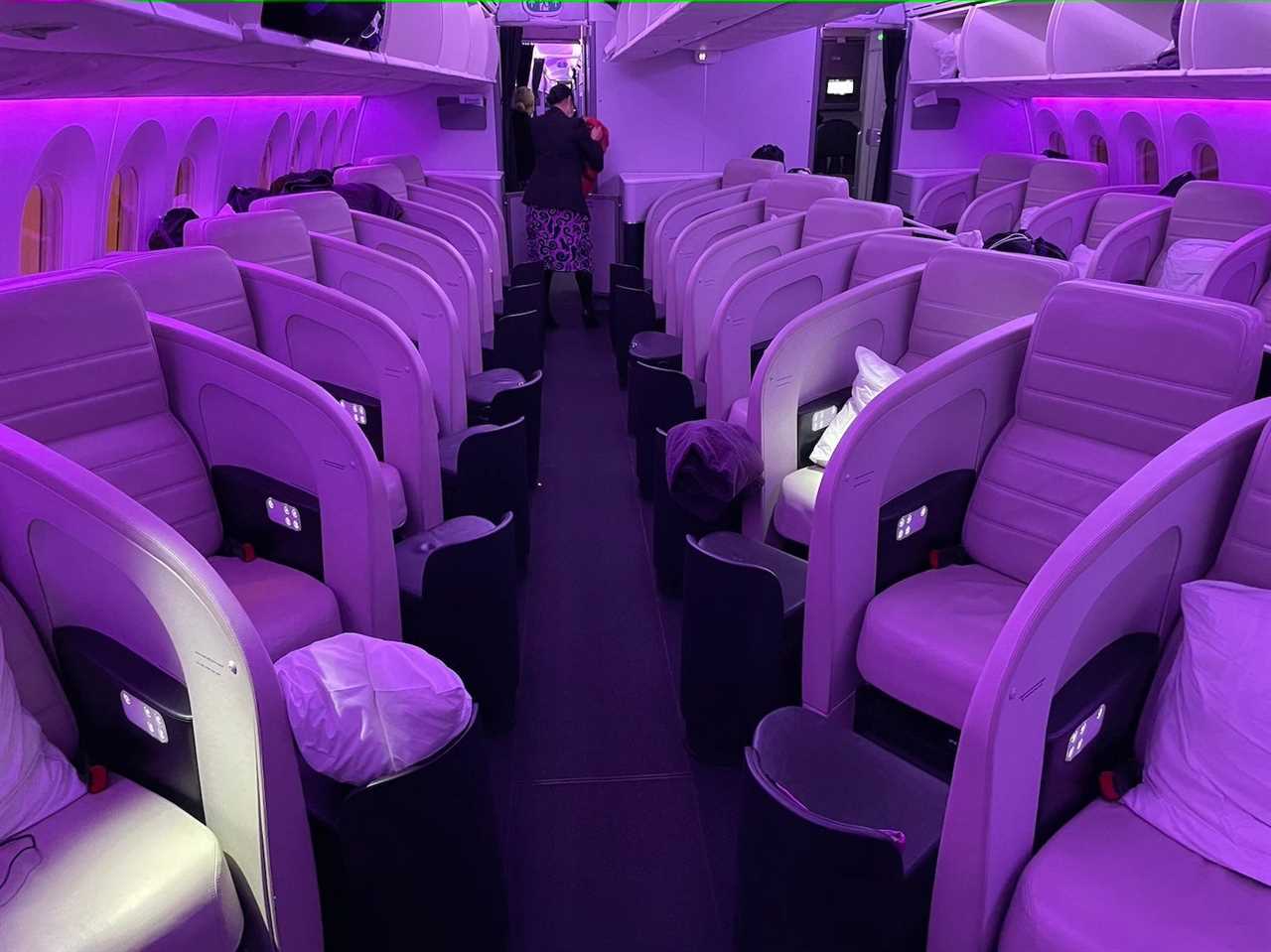 The business-class cabin on Air New Zealand's Boeing 787 Dreamliner.