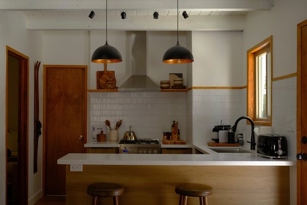 The kitchen tiles are from Facebook Marketplace, as are most of the other finishes in the cabin.