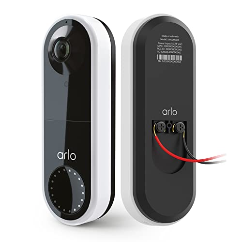 Arlo Essential Wired Video Doorbell - HD Video, 180° View, Night Vision, 2 Way Audio, DIY Insta…