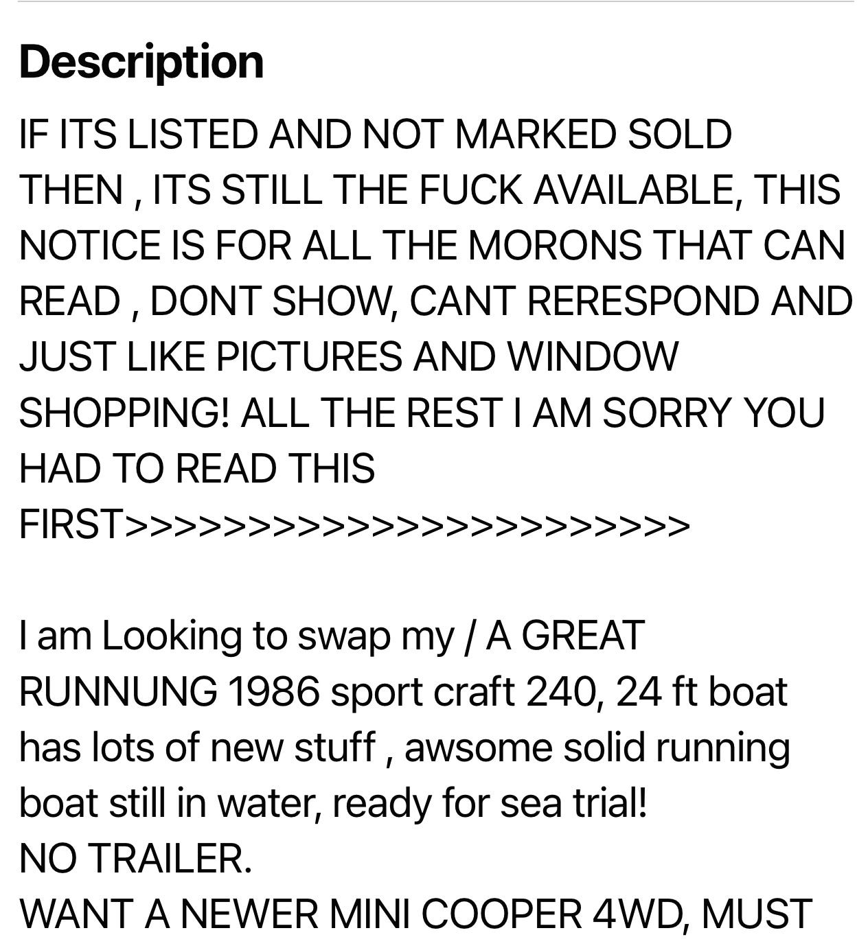 an angry seller on FB marketplace