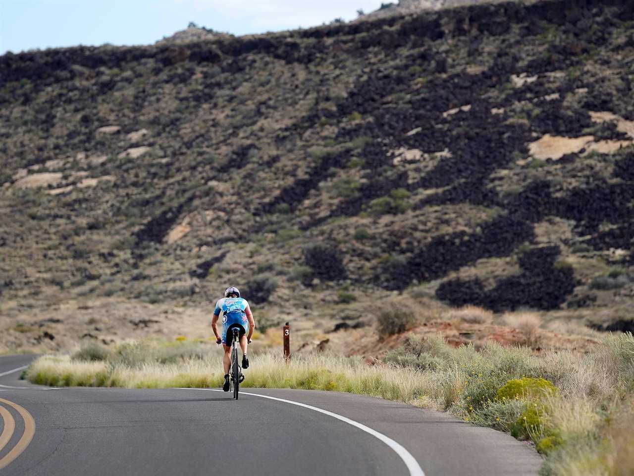 A cyclist in Saint George, Utah