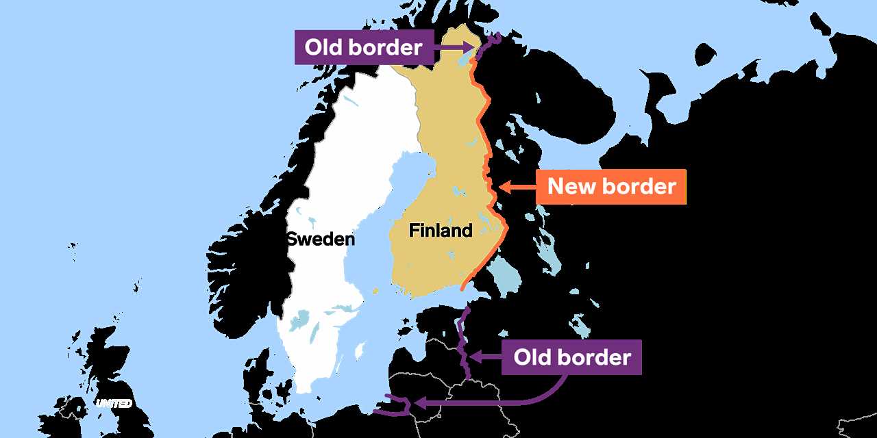 Map showing NATO border with Russia expanding now that Finland has been added